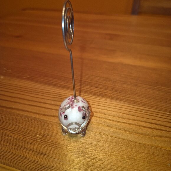 Blown Glass Pig note holder from Pier 1 Import - Picture 3 of 8